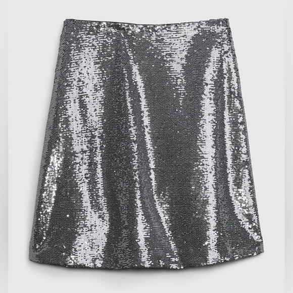 GAP Dresses & Skirts - Gap Silver Gray Lined Sequin Mini Skirt Size 10 Petite NEW with tags MSRP 69.95